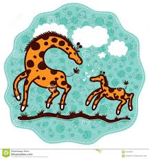 The giraffe and her calf