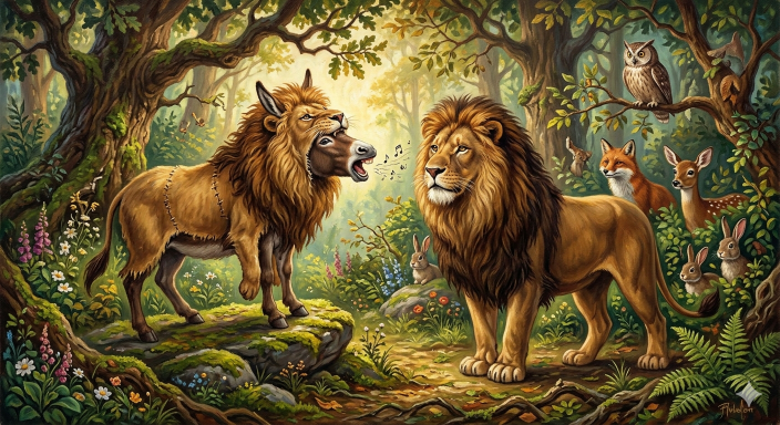 The Donkey and the Lion Story